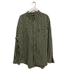 Abercrombie Fitch Shirt Mens Large Button Up Plaid Green Pocket Vintage Cotton